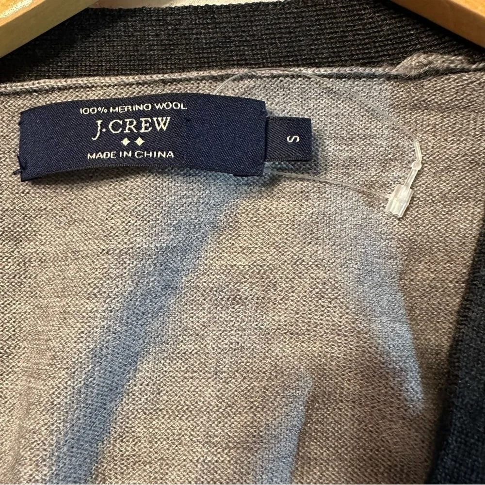 J.Crew Men's Cardigan Sweater Gray  Knit 100% Merino Wool Long Sleeve Small (#1)